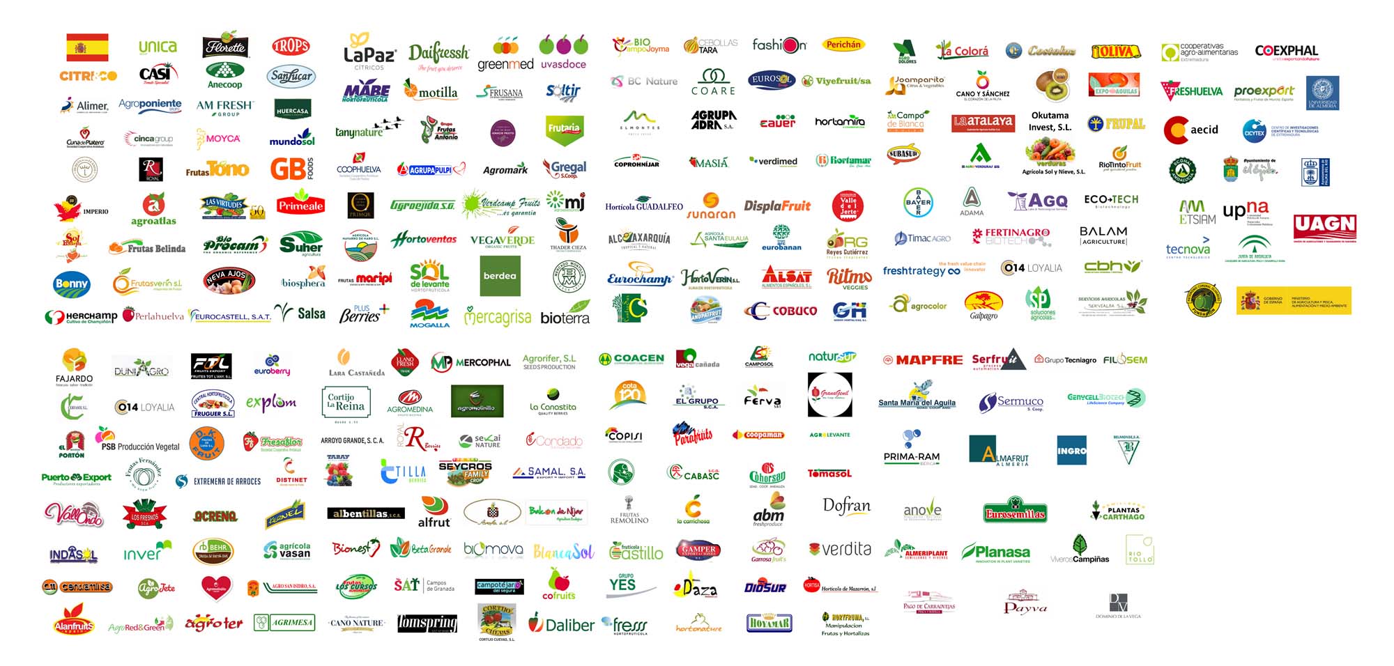 Logotipos de 75 das 100 principais empresas agroalimentares da Espanha